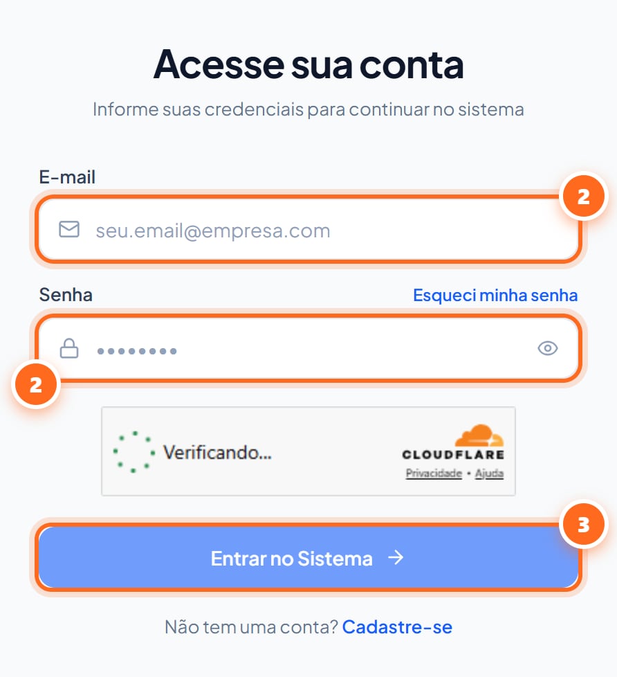 Digite seu e-mail e sua senha