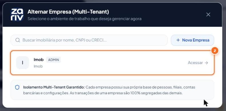Escolha a empresa na lista